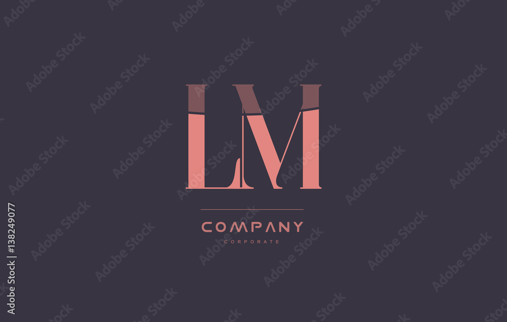 lm l m pink vintage retro letter company logo icon design
