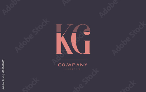 kg k g pink vintage retro letter company logo icon design