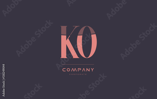 ko k o pink vintage retro letter company logo icon design