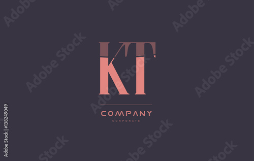 kt k t pink vintage retro letter company logo icon design