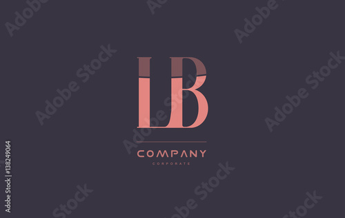 lb l b pink vintage retro letter company logo icon design
