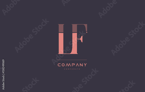 Quadro em tela lf l f pink vintage retro letter company logo icon design