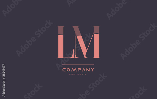 lm l m pink vintage retro letter company logo icon design