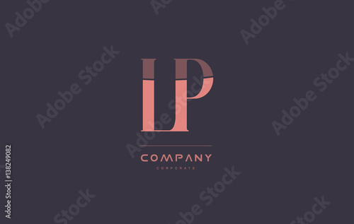 lp l p pink vintage retro letter company logo icon design