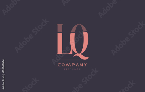 lq l q pink vintage retro letter company logo icon design