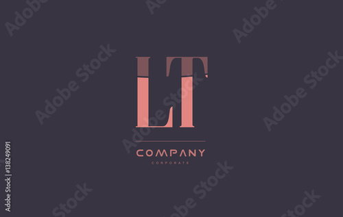 lt l t pink vintage retro letter company logo icon design