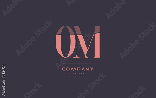 om o m pink vintage retro letter company logo icon design