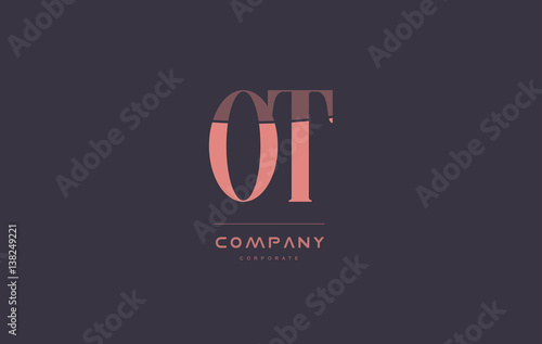 ot o t pink vintage retro letter company logo icon design