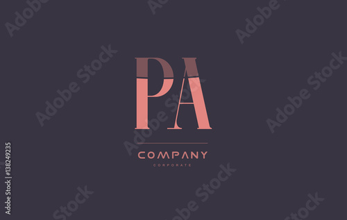 pa p a pink vintage retro letter company logo icon design