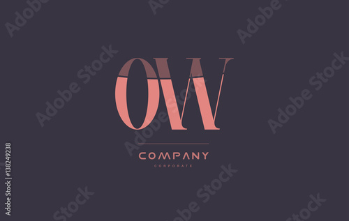 ow o w pink vintage retro letter company logo icon design