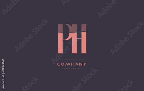 ph p h pink vintage retro letter company logo icon design