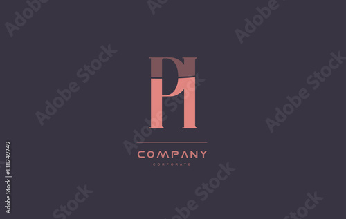 pi p i pink vintage retro letter company logo icon design