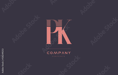 pk p k pink vintage retro letter company logo icon design