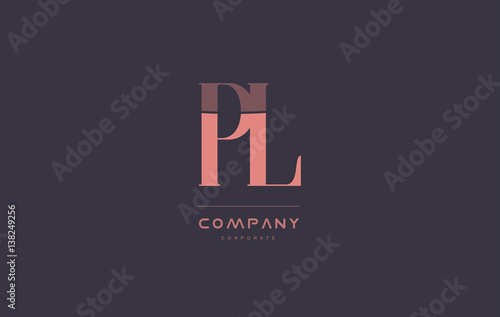 pl p l pink vintage retro letter company logo icon design