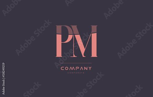 pm p l pink vintage retro letter company logo icon design