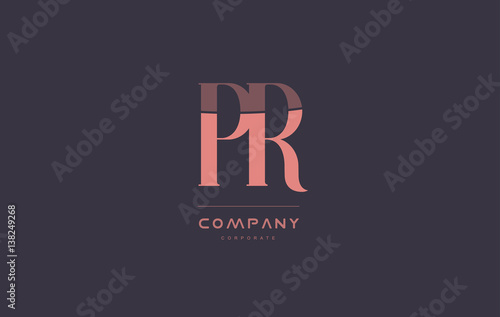 pr p r pink vintage retro letter company logo icon design