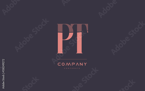 pt p t pink vintage retro letter company logo icon design