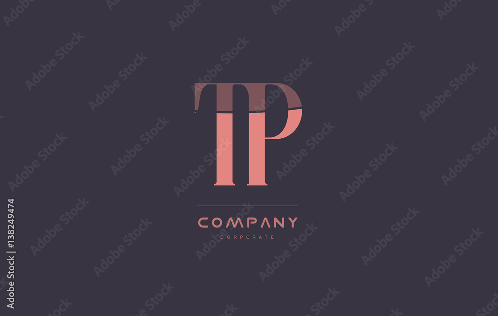 tp t p pink vintage retro letter company logo icon design