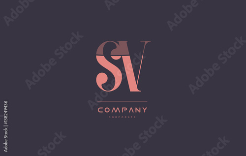 sv s v pink vintage retro letter company logo icon design