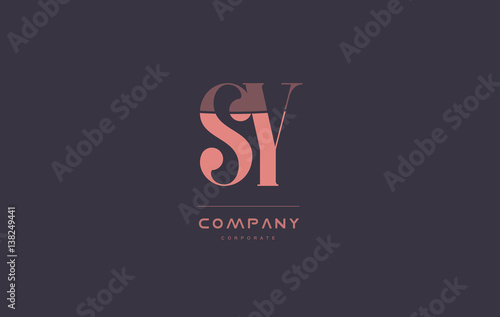 sy s y pink vintage retro letter company logo icon design
