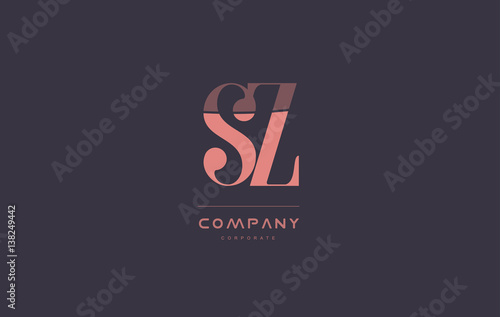 sz s z pink vintage retro letter company logo icon design photo