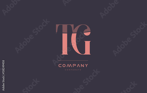 tg t g pink vintage retro letter company logo icon design