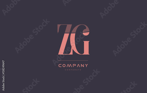zg z g pink vintage retro letter company logo icon design