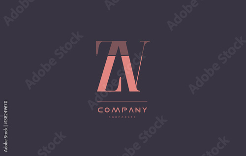 zv z v pink vintage retro letter company logo icon design