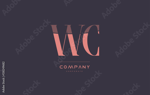 wc w c pink vintage retro letter company logo icon design