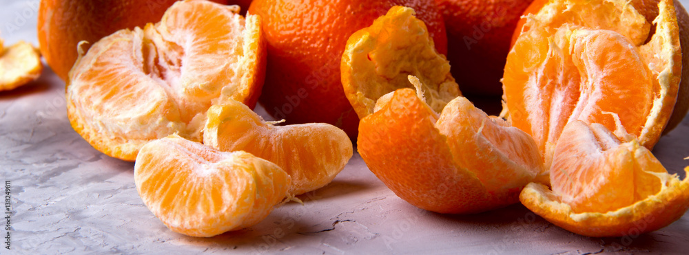 Tangerines, Tangerine Slices on a White Background. Tangerines, Tangerine Slices on a White Background.