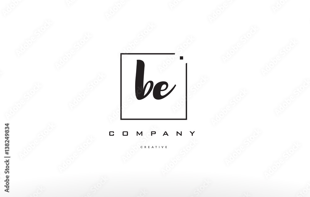 be b e hand writing letter company logo icon design
