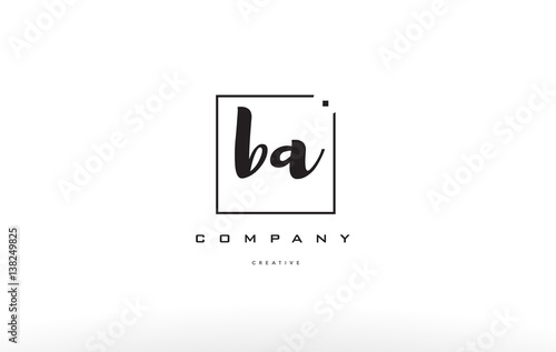 ba b a hand writing letter company logo icon design