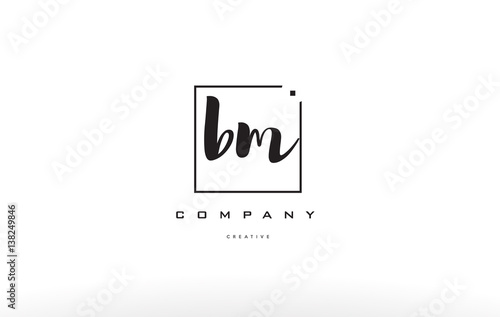 bm b m hand writing letter company logo icon design