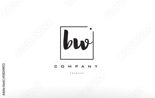 bw b w hand writing letter company logo icon design photo