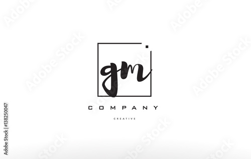 gm g m hand writing letter company logo icon design