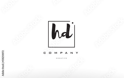 hd h d hand writing letter company logo icon design