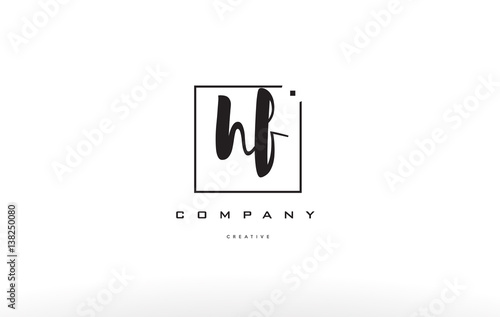 hf h f hand writing letter company logo icon design
