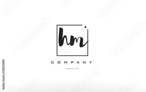 hm h m hand writing letter company logo icon design