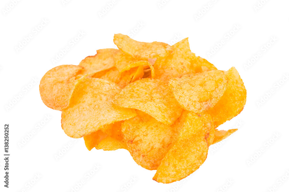 Potato chips on a white background Potato chips on a white background