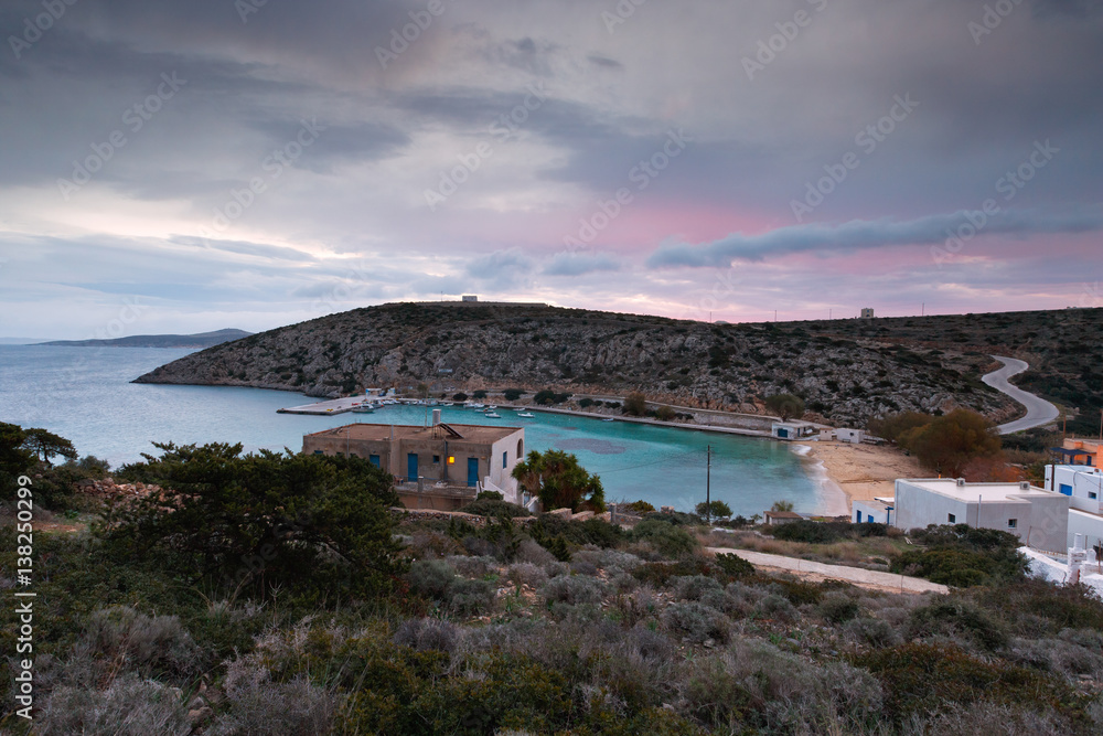 Harbor of Agios Georgios village on Iraklia island in Lesser Cyclades, Greece.