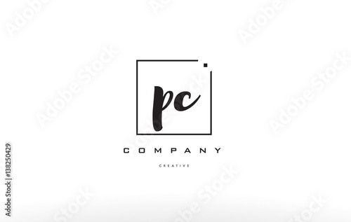 pc p c hand writing letter company logo icon design