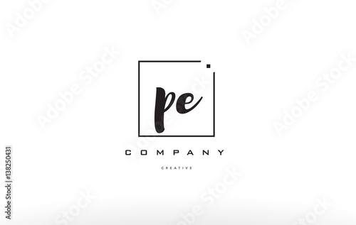 pe p e hand writing letter company logo icon design
