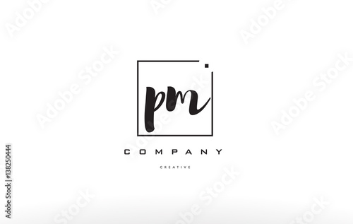 pm p l hand writing letter company logo icon design