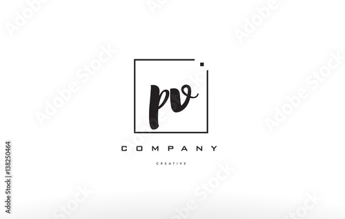 pv p v hand writing letter company logo icon design