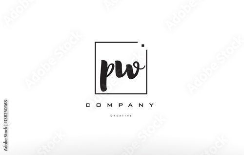 pw p w hand writing letter company logo icon design