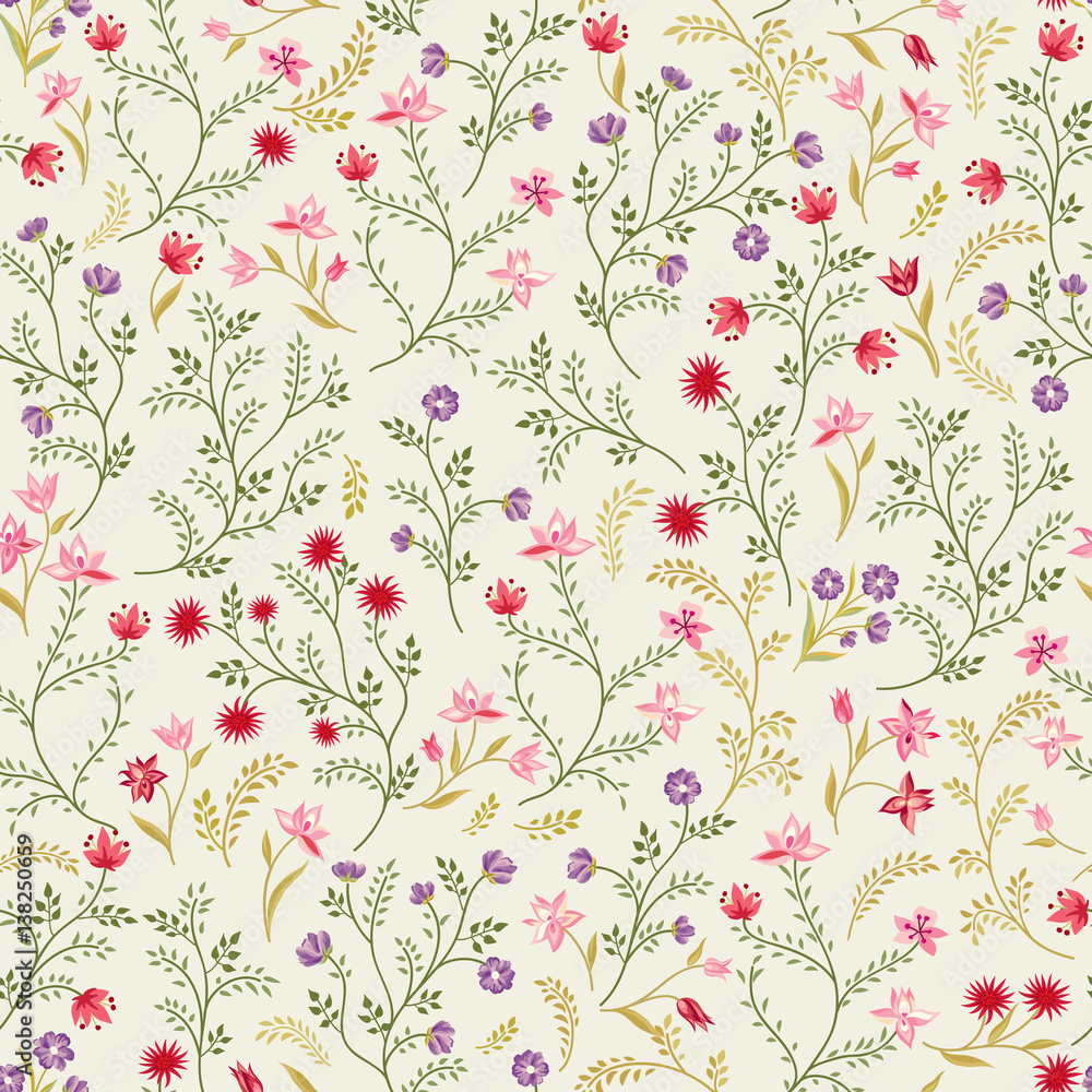 Fototapeta Floral seamless pattern. Flower background. Floral seamless texture with flowers. Flourish garden wallpaper