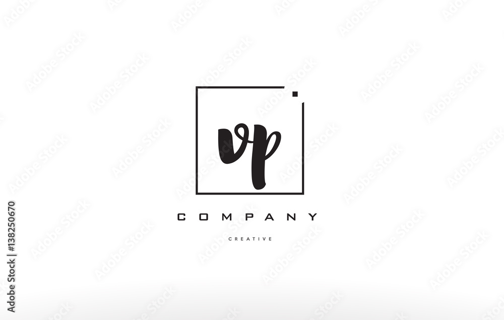 vp v p hand writing letter company logo icon design
