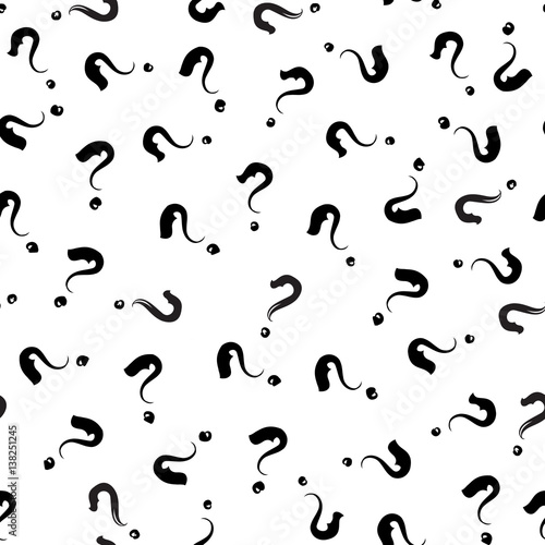 Abstract symbol white ornament. Exclamation mark seamless pattern. Question sign background