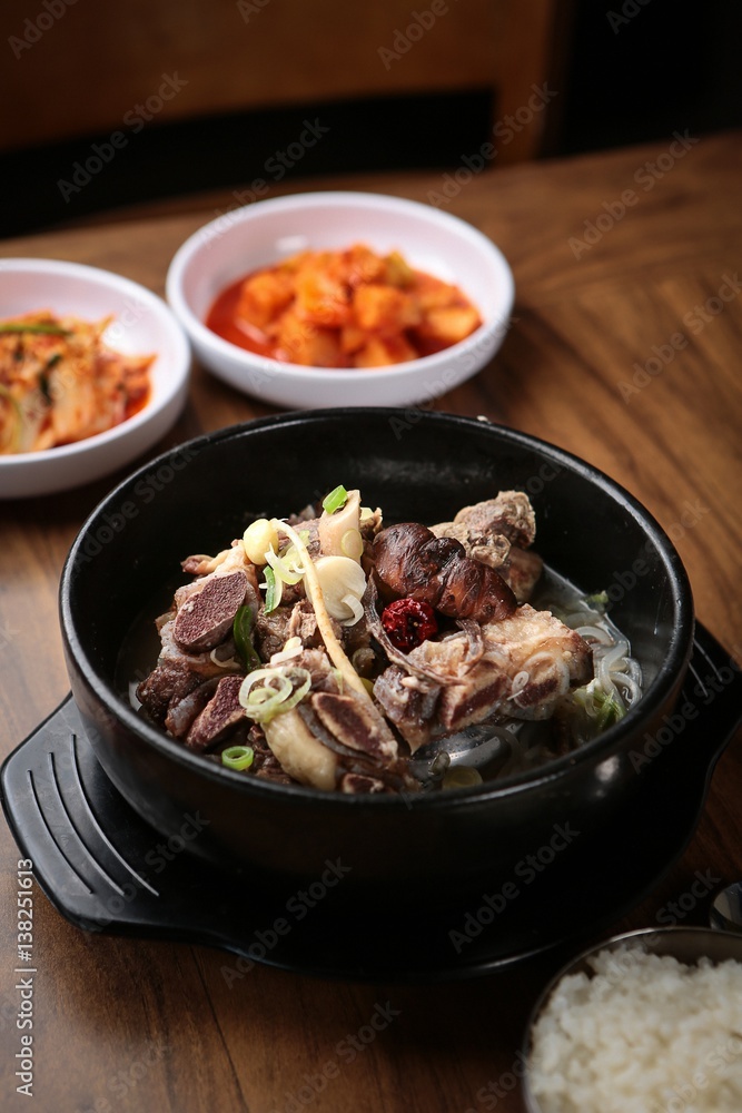 insam galbitang. Ginseng and Short Rib Soup. insam galbitang. Ginseng and Short Rib Soup.