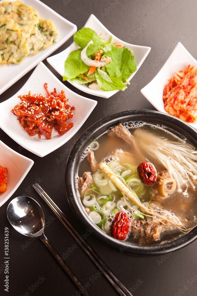 insam galbitang. Ginseng and Short Rib Soup. insam galbitang. Ginseng and Short Rib Soup.
